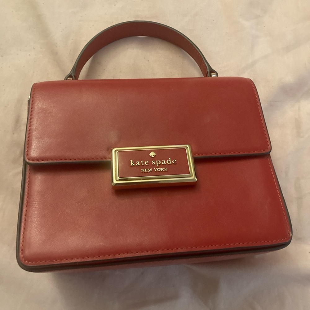Kate Spade Red Satchel Bag with Gold Accents